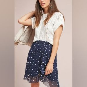 Anthropologie polka dot mini skirt Sz 4
